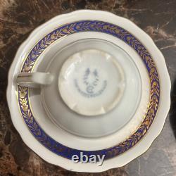 H & C Czechoslovakia Sygnatura Antique Espersso Cups Saucers Gold Trim Set of 5