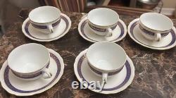 H & C Czechoslovakia Sygnatura Antique Espersso Cups Saucers Gold Trim Set of 5