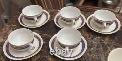H & C Czechoslovakia Sygnatura Antique Espersso Cups Saucers Gold Trim Set of 5