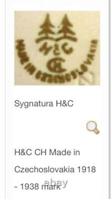 H & C Czechoslovakia Sygnatura Antique Espersso Cups Saucers Gold Trim Set of 5