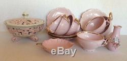 H&C Original Rosa Porzellan Czechoslovakia Pink Coffee Cups & Saucers, Candy Bowl