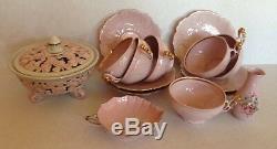 H&C Original Rosa Porzellan Czechoslovakia Pink Coffee Cups & Saucers, Candy Bowl