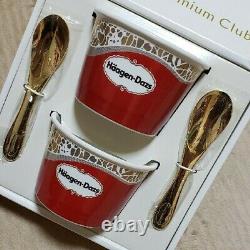 Haagen-Dazs Porcelain Cup & Gold Spoon Set Super Premium Club