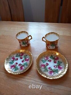 Hammersley Bone China 2 X Cup & Saucer Heavy Gold Gilt