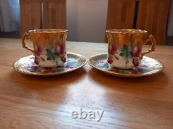 Hammersley Bone China 2 X Cup & Saucer Heavy Gold Gilt