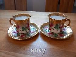 Hammersley Bone China 2 X Cup & Saucer Heavy Gold Gilt