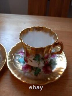 Hammersley Bone China 2 X Cup & Saucer Heavy Gold Gilt