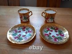 Hammersley Bone China 2 X Cup & Saucer Heavy Gold Gilt