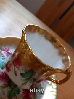 Hammersley Bone China 2 X Cup & Saucer Heavy Gold Gilt