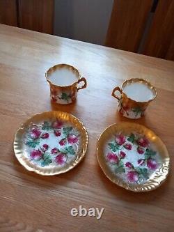 Hammersley Bone China 2 X Cup & Saucer Heavy Gold Gilt