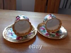 Hammersley Bone China 2 X Cup & Saucer Heavy Gold Gilt