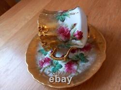 Hammersley Bone China 2 X Cup & Saucer Heavy Gold Gilt