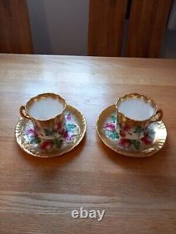 Hammersley Bone China 2 X Cup & Saucer Heavy Gold Gilt