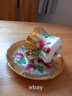 Hammersley Bone China 2 X Cup & Saucer Heavy Gold Gilt