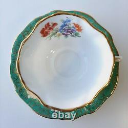 Hammersley & Co Tea Cup & Saucer RARE Teal Auqa Floral Pattern Gold Rim S. 311