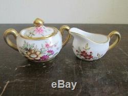 Hammersley Miniature Set Tray Teapot Cup Saucer Creamer Sugar Bowl Flowers Gold