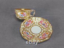 Hammersley Pink Rose Floral Pale Yellow & Gold Demitasse Cup & Saucer C1912-1939
