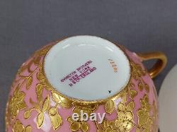 Hammersley Raised Gold Floral Pompadour Pink Tea Cup & Saucer Circa 1887-1912 B