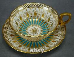 Hammersley Turquoise Enamel & Gold Bone China Tea Cup & Saucer Circa 1887-1912