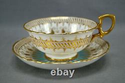 Hammersley Turquoise Enamel & Gold Bone China Tea Cup & Saucer Circa 1887-1912