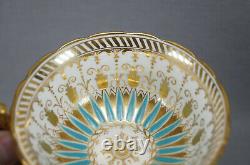 Hammersley Turquoise Enamel & Gold Bone China Tea Cup & Saucer Circa 1887-1912