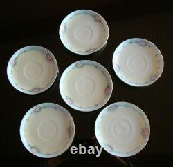 Hand Painted Bohemia Tea Coffee Cups & Saucers Set Of 6, Roses & Gold