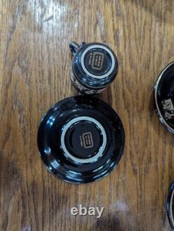 Handmade Greek Demitasse Cups & Saucers Set With 24K Gold Decoration. 5 Pairs