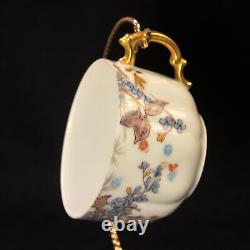 Haviland 2 Cups & Saucers Blue Florals withGold Handle Pompadour 14 Mold 1889-1896