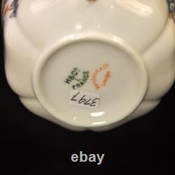 Haviland 2 Cups & Saucers Blue Florals withGold Handle Pompadour 14 Mold 1889-1896