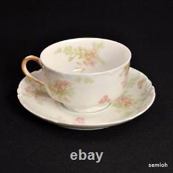 Haviland 4 Cups & Saucers Schleiger 52 Pink Flowers withGold on Handle 1894-1931