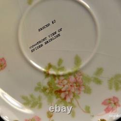 Haviland 4 Cups & Saucers Schleiger 52 Pink Flowers withGold on Handle 1894-1931