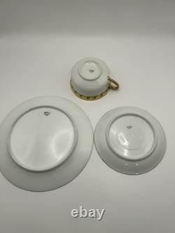 Haviland France 18pc Tea Set Green & Gold Deco Cups Saucers Dessert Plates