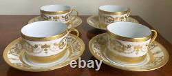 Haviland Limoges Collection Prestige Imperator 24K Gold Cups & Saucers 4 Sets