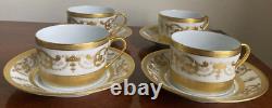 Haviland Limoges Collection Prestige Imperator 24K Gold Cups & Saucers 4 Sets