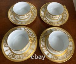 Haviland Limoges Collection Prestige Imperator 24K Gold Cups & Saucers 4 Sets