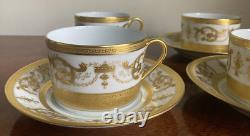 Haviland Limoges Collection Prestige Imperator 24K Gold Cups & Saucers 4 Sets