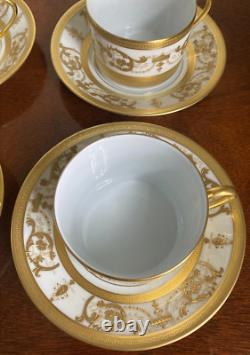Haviland Limoges Collection Prestige Imperator 24K Gold Cups & Saucers 4 Sets