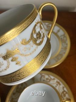 Haviland Limoges Collection Prestige Imperator 24K Gold Cups & Saucers 4 Sets