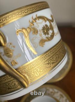 Haviland Limoges Collection Prestige Imperator 24K Gold Cups & Saucers 4 Sets