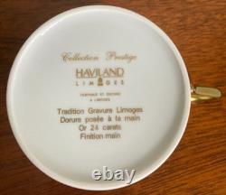 Haviland Limoges Collection Prestige Imperator 24K Gold Cups & Saucers 4 Sets