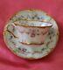 Haviland Limoges France Cup Saucer Set Pink Rose Swags Wreaths Double Gold