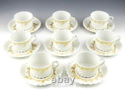 Haviland Limoges France LADORE GOLD FLORAL CUPS AND SAUCERS Set of 8
