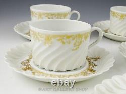 Haviland Limoges France LADORE GOLD FLORAL CUPS AND SAUCERS Set of 8