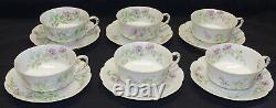 Haviland Limoges France Schleiger 46b 6 Cups & Saucers Purple withBlue #19562