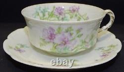 Haviland Limoges France Schleiger 46b 6 Cups & Saucers Purple withBlue #19562