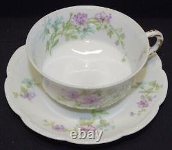 Haviland Limoges France Schleiger 46b 6 Cups & Saucers Purple withBlue #19562