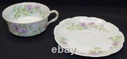 Haviland Limoges France Schleiger 46b 6 Cups & Saucers Purple withBlue #19562