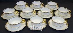 Haviland Limoges France Schleiger 520 Set of 10 Cups & Saucers Red, Green Gold