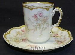 Haviland Limoges France Schleiger 91a Chocolate 6 Cups and Saucers -Double Gold