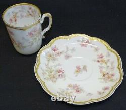 Haviland Limoges France Schleiger 91a Chocolate 6 Cups and Saucers -Double Gold